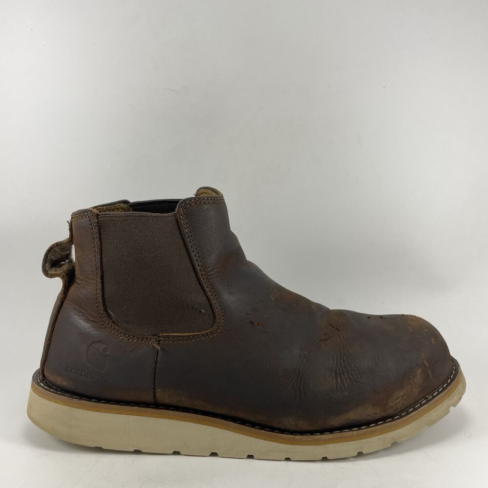 Carhartt Chelsea Wedge Boots Mens Size 10.5 M Dark Brown Steel Toe Leather EH